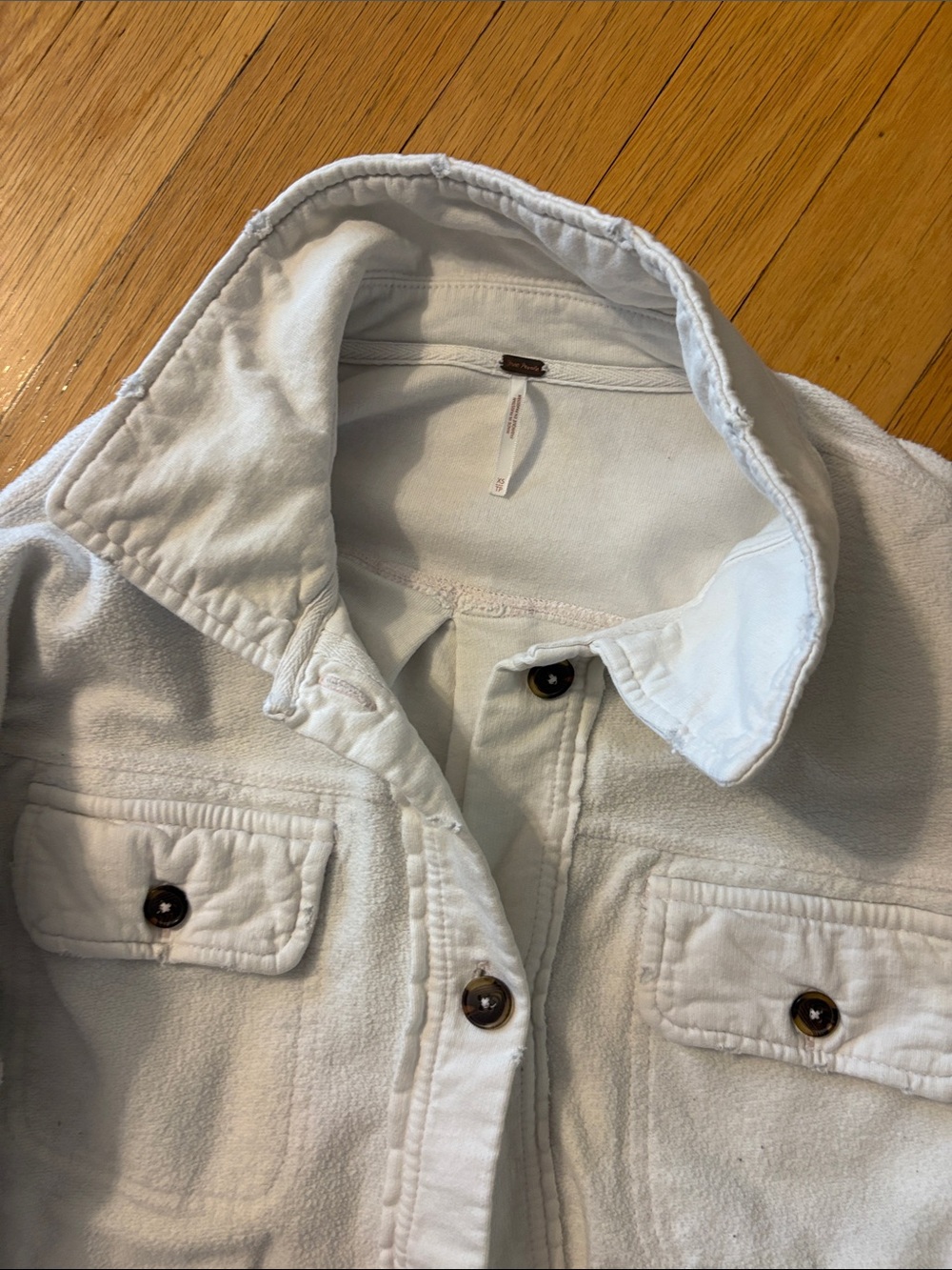 Free People Pale Blue Button-Front Shacket - Picture 3 of 6